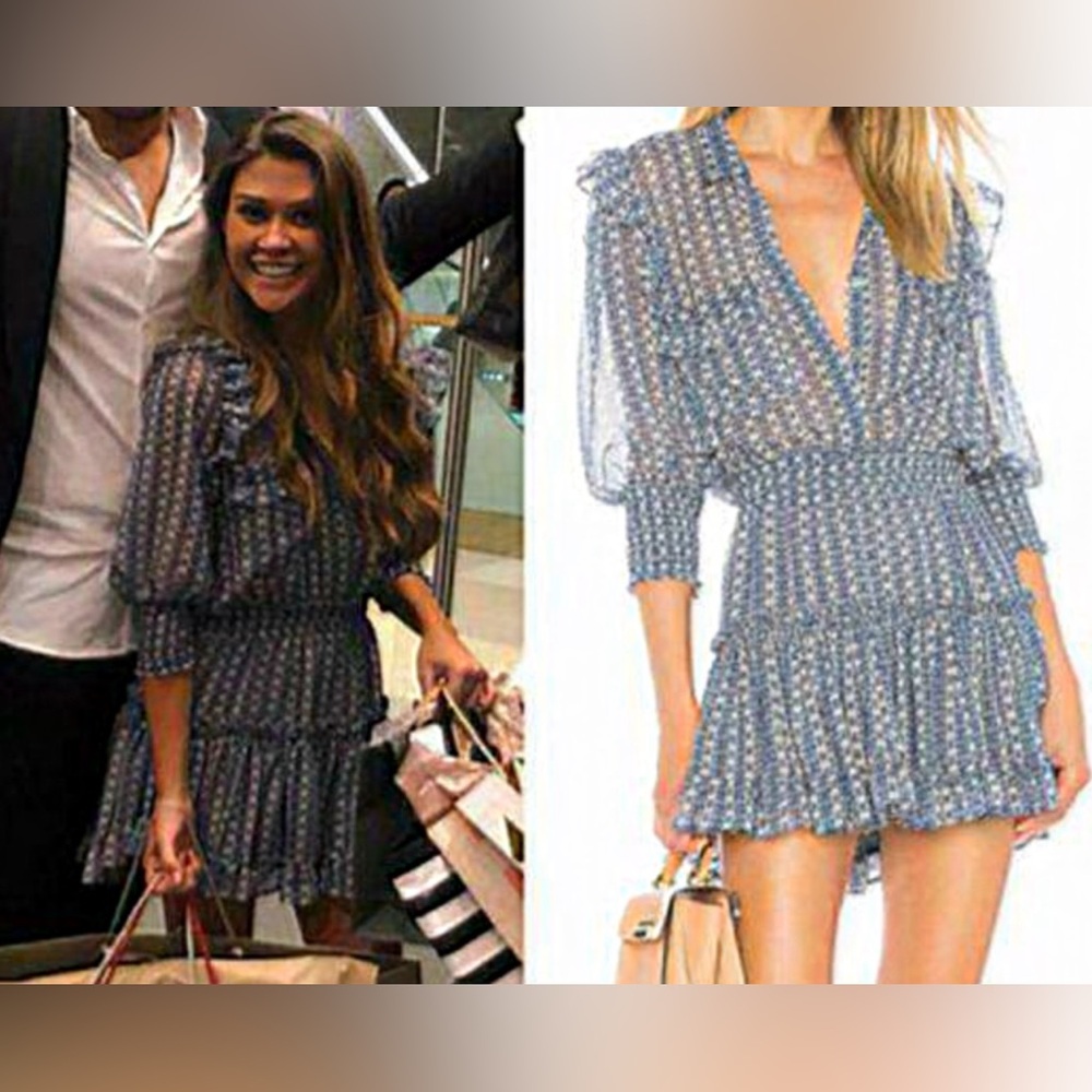 Misa Blue Patterned Dress Size M